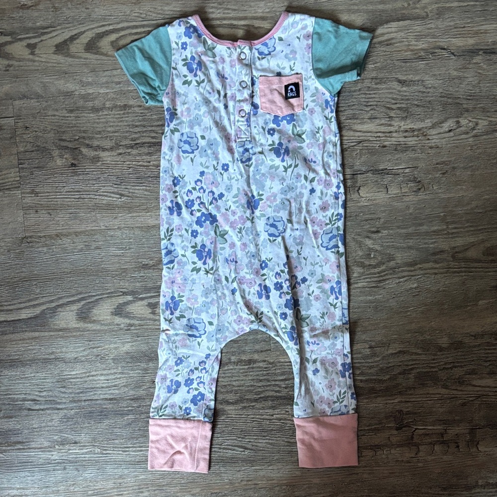 Rags to Raches Floral Bodysuit - Blue, Pink, Green